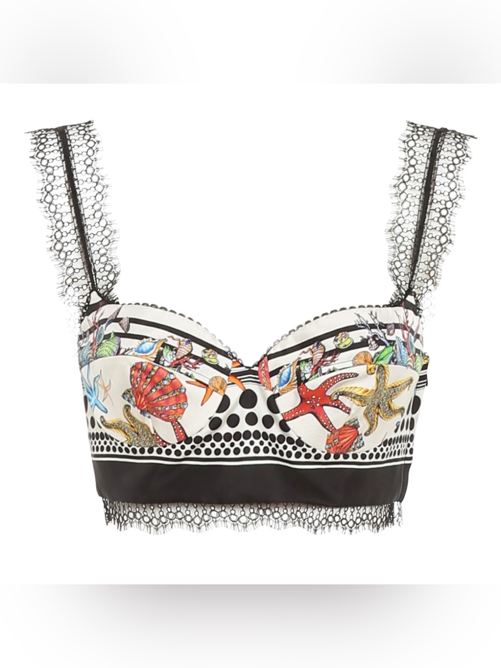 Nwt Versace Trsor De La Mer Print Silk Twill Crop Bustier Top Size It 42/ Us 6